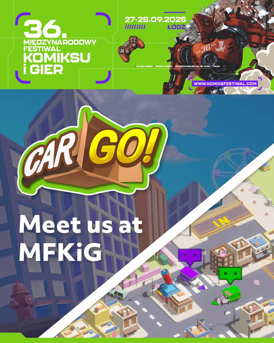 memoryleakgames's tweet photo. ๐โจCarGo! is making a stop at MFKiG in ลรณdลบ!๐ฎYouโll find us in Strefa Indie. Swing by, grab some friends, and see if you can handle all the wild deliveries!๐ฆ๐ฅ
#CarGoGame #MFKiG #StrefaIndie #IndieGame https://t.co/UKEdSOvEBT