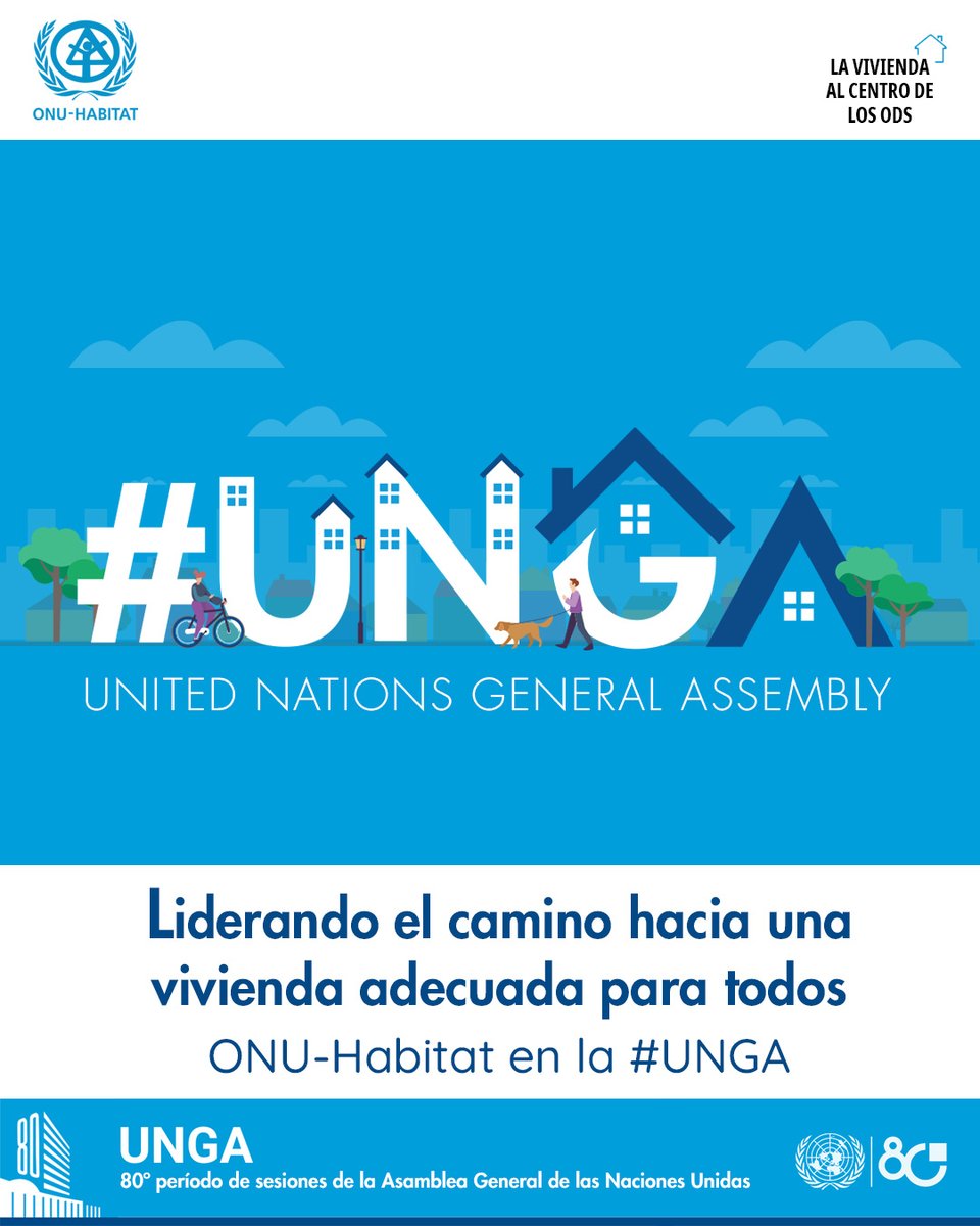 La 80ª Asamblea General de la <a href="/ONU_es/">Naciones Unidas</a> 🇺🇳 inicia en un momento crucial. Con mil millones de personas viviendo en asentamientos informales y 2800 millones sin una #ViviendaAdecuada, <a href="/UNHABITAT/">UN-Habitat</a> está en la #UNGA80 para poner la vivienda en el centro de los #ODS.