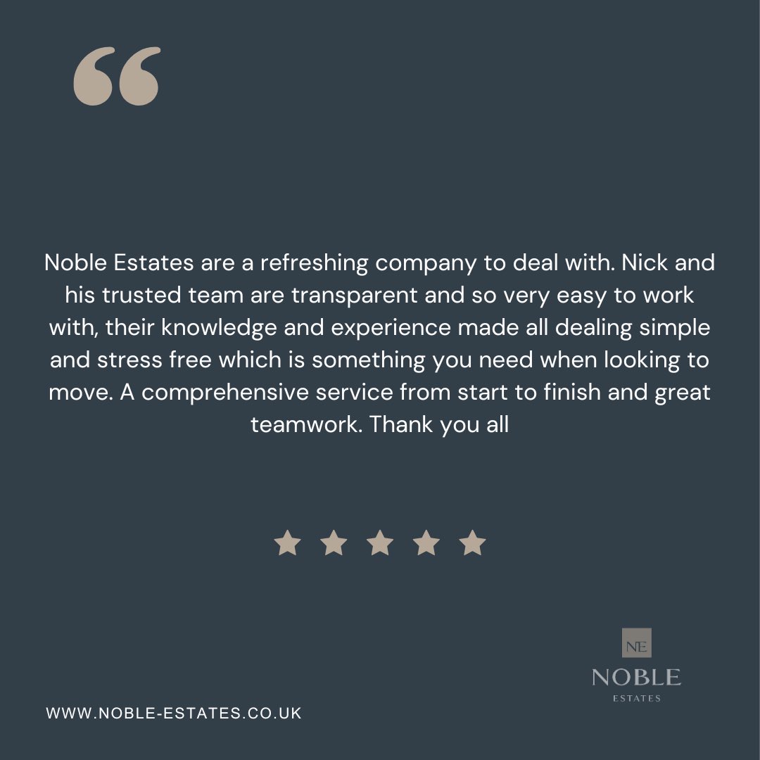 Another great review for the team at Noble Estates.
 
If you are also looking for expert advice, get in touch:
 
T| 020 7498 8600
E| info@noble-estates.co.uk