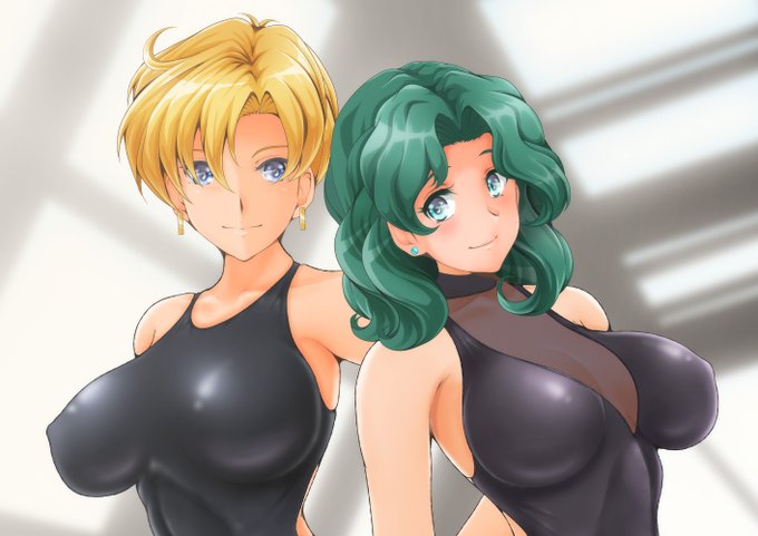 今日も過去絵!
はるかさんみちるさん黒ワンピ水着なのぜ。 