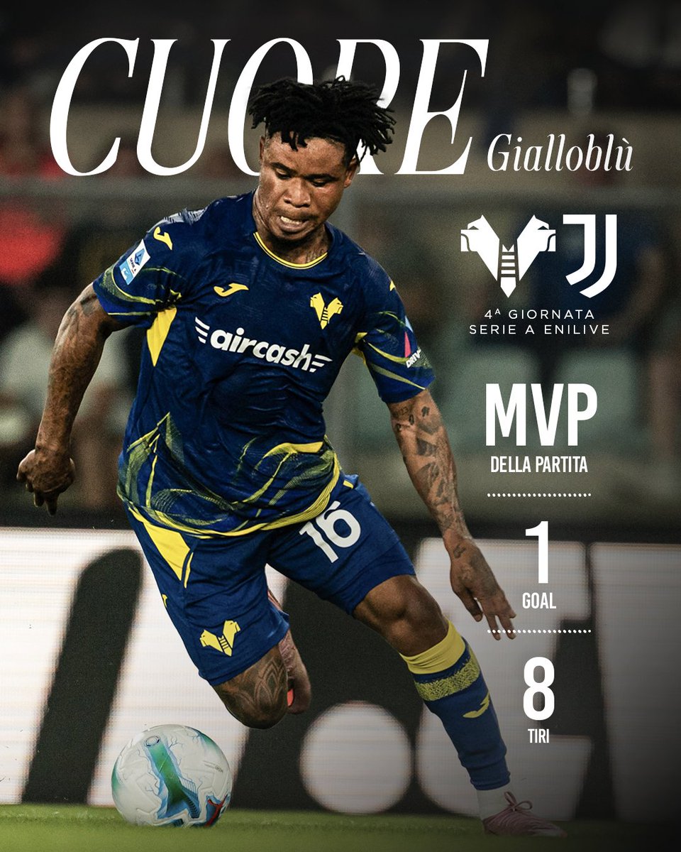 HellasVeronaFC's tweet image. Gol del pareggio e MVP della partita: è Gift #Orban il vostro #CuoreGialloblù di #VeronaJuve 🟨🟦