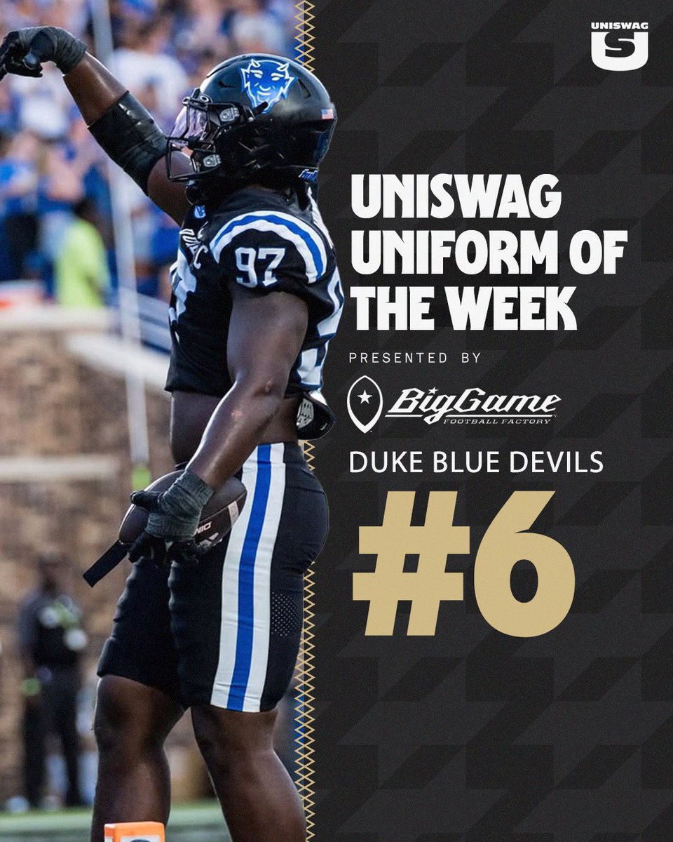 UNISWAG Week 4 Uniform of the Week Countdown presented by <a href="/BigGameUSA/">Big Game USA</a> 

#6 <a href="/DukeFOOTBALL/">Duke Football</a> 

#uniswag