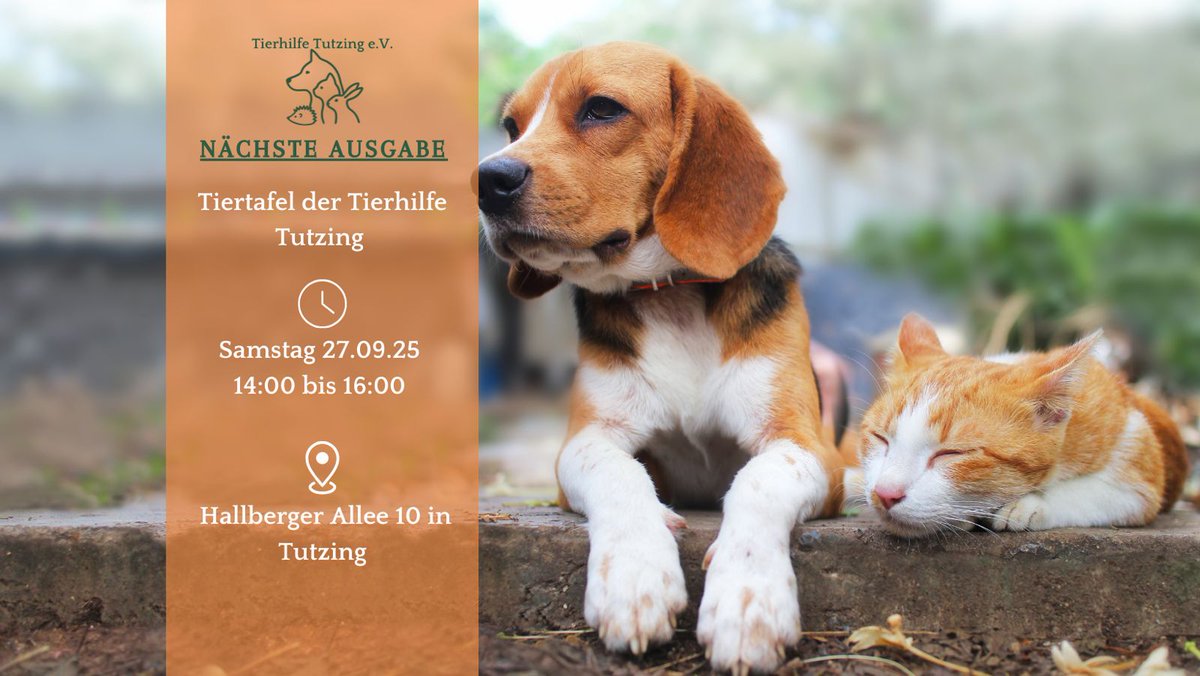 Samstag, den 27.09.25 geht die Tiertafel in die nächste Runde. Wir freuen uns wie immer darauf, mit unserer Futterausgabe, Bedürftigen zu helfen.