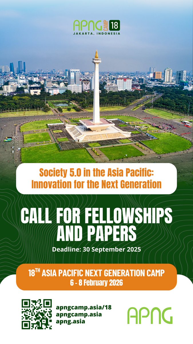 APNG prioritizes 🌏 Geographical Diversity and welcomes applicants from Developing/LDC/SIDS economic regions in Asia Pacific (as per UN lists).

📅 6–8 February 2026
📍 Jakarta, Indonesia
⏰ Apply by 30 September 2025

apngcamp.asia/18