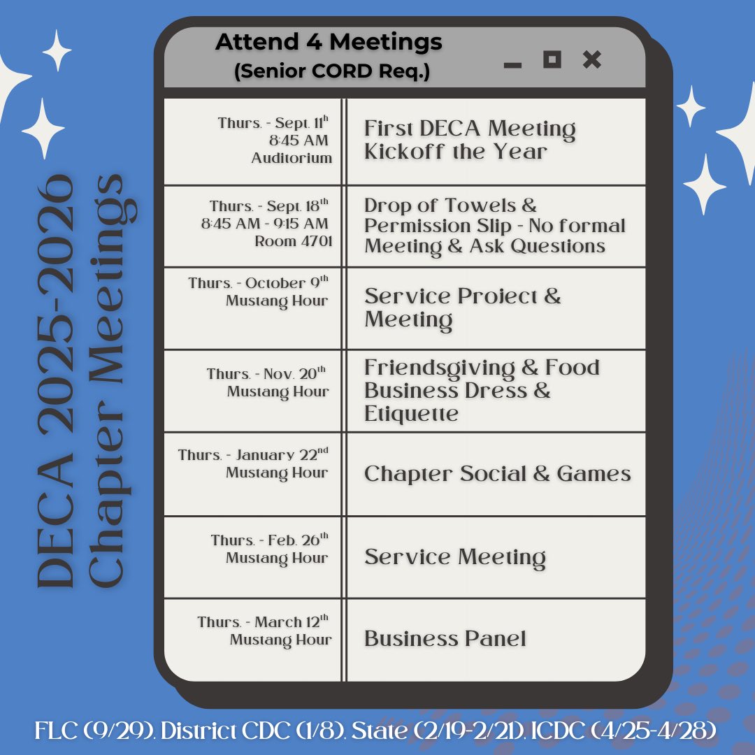 KingwoodDeca's tweet photo. What is happening in Kingwood DECA? 
Mark Your Calendars and LINKS in BIO! 
This Thursday…

7:30 am Financial Literacy Volunteering at Hidden Hollow Elementary

Mustang Hour A/B Lunch - Business Speaker Series - Scott Homann

@HumbleISD_KHS @HumbleISD_CTE @lauraabel https://t.co/4mGBmS3PZh