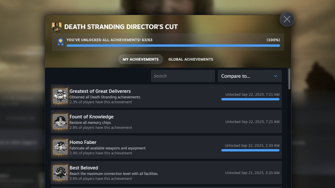 Last night, I had 100% completed Death Stranding. 🏆🌟