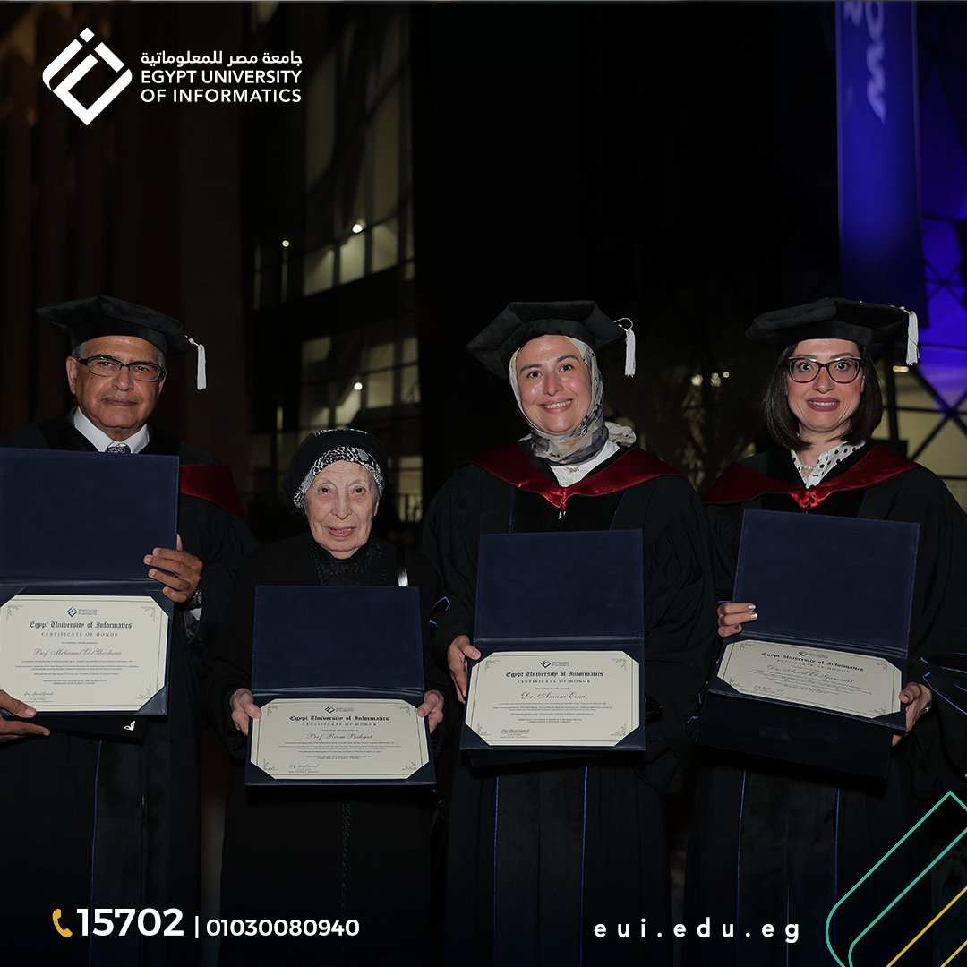 Egyuniversity's tweet image. EUI proudly celebrated its 1st Graduation Ceremony 🎓✨ The Class of 2025 marked history with pride &amp;amp; joy, joined by H.E. Adly Mansour &amp;amp; H.E. Dr. Amr Talaat. Congratulations to our pioneering graduates from Computing, Business, &amp;amp; Digital Arts! 🌟 #EUI #Graduation2025