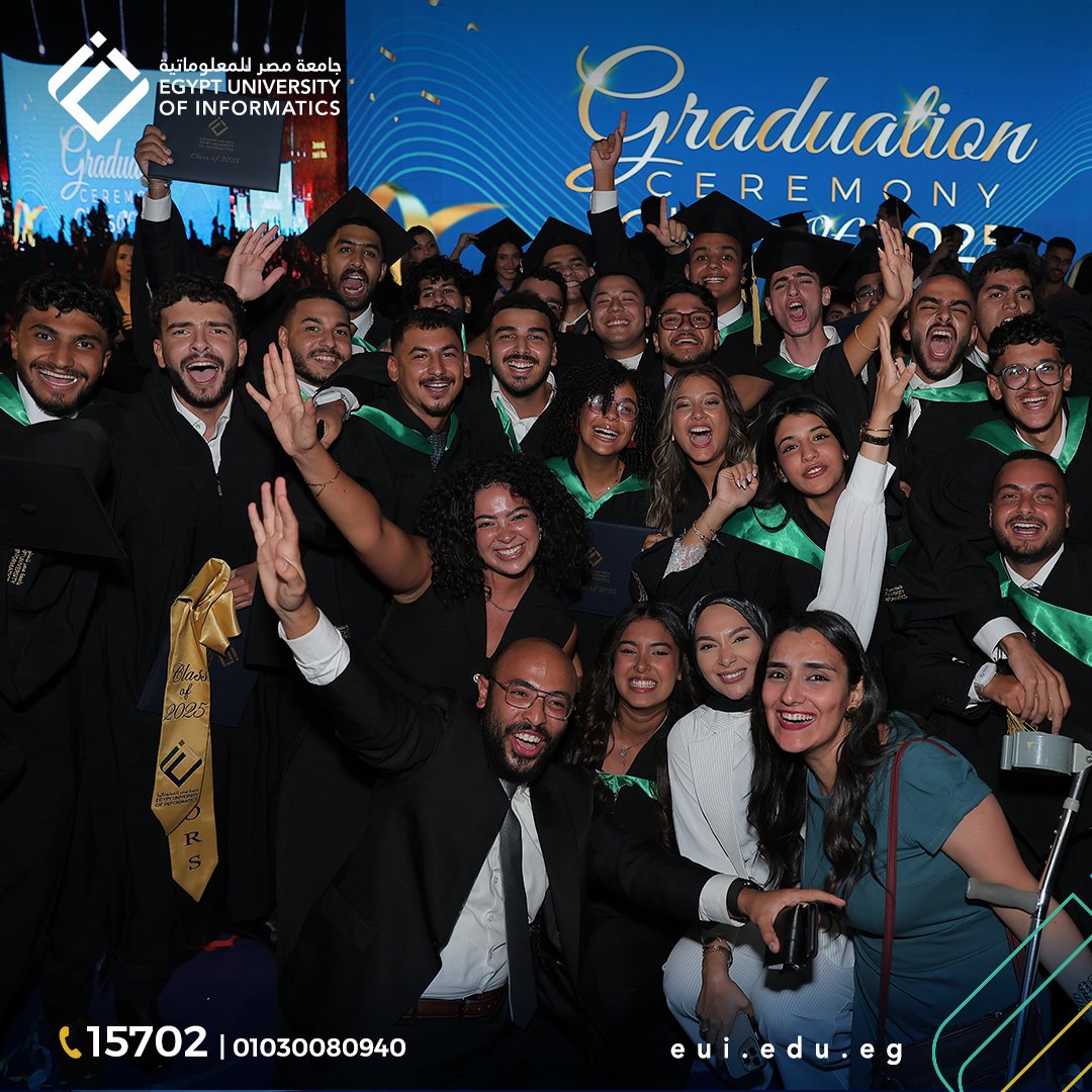 Egyuniversity's tweet image. EUI proudly celebrated its 1st Graduation Ceremony 🎓✨ The Class of 2025 marked history with pride &amp;amp; joy, joined by H.E. Adly Mansour &amp;amp; H.E. Dr. Amr Talaat. Congratulations to our pioneering graduates from Computing, Business, &amp;amp; Digital Arts! 🌟 #EUI #Graduation2025