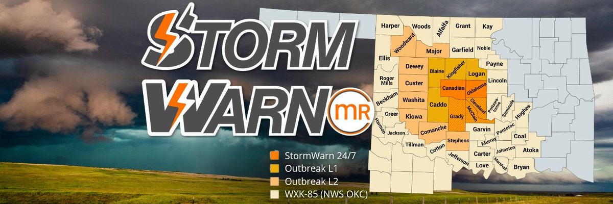 We are monitoring development across a wide swath of our northern coverage area today.
StormWarn Prediction: First few storms will fire up in the Woods, Woodward, &amp; Harper counties and spread north and east. Some may dip as far south as Logan &amp;  Kingfisher with some metro impact.