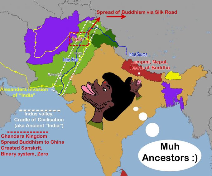 Why Indians don't make sense.

1. Where is Indus Valley? Pakistan.
2. Where is Indus River? Pakistan.
3. Where are Indus ethnicities? Pakistan.
4. Where are major Indus cities and ruins? Pakistan.

Yet Indians say that IVC belongs to them. The "best" argument they have is that