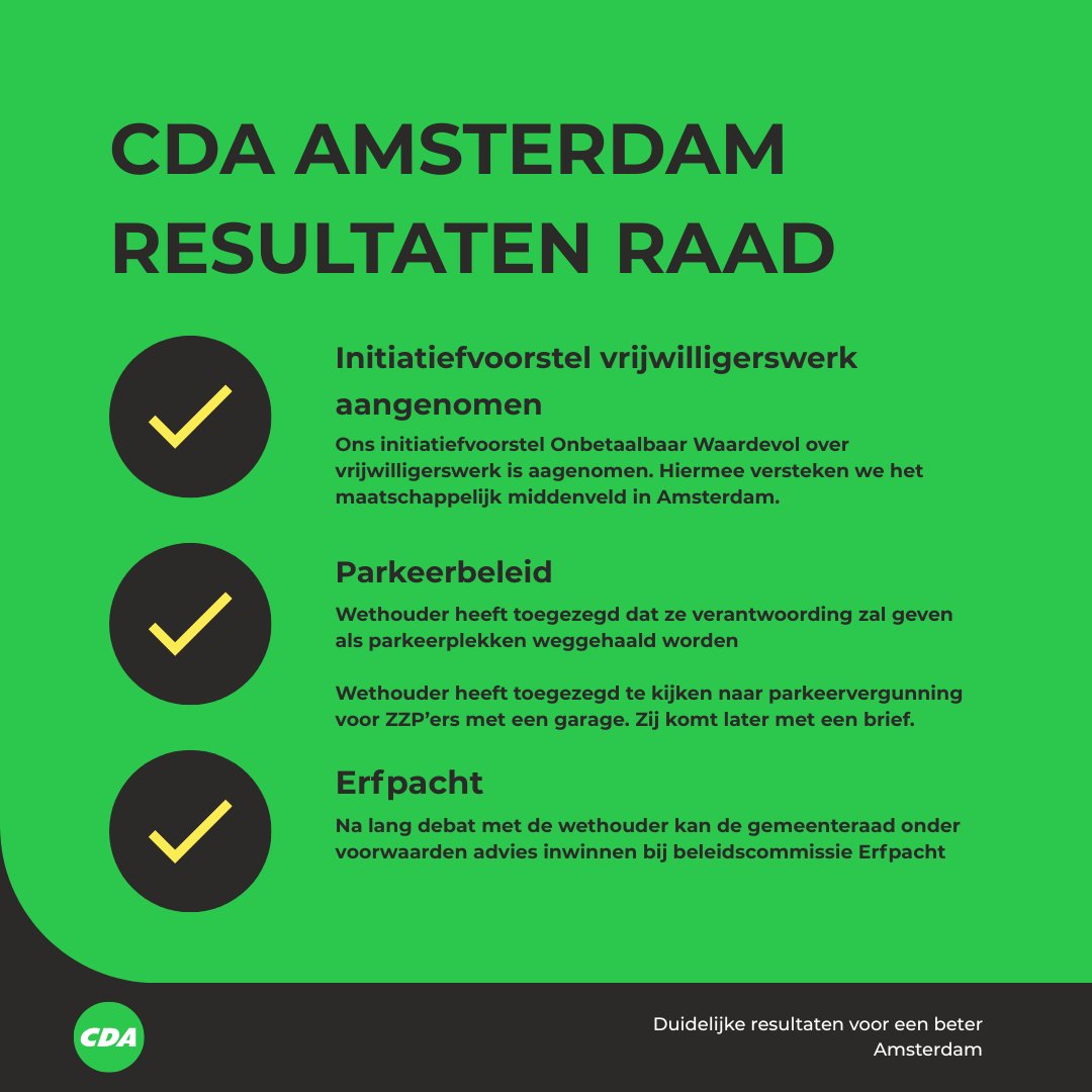 Onze belangrijkste behaalde resultaten afgelopen Raad! Lees meer over het initiatiefvoorstel op onze site: 
cda.nl/amsterdam/amst…