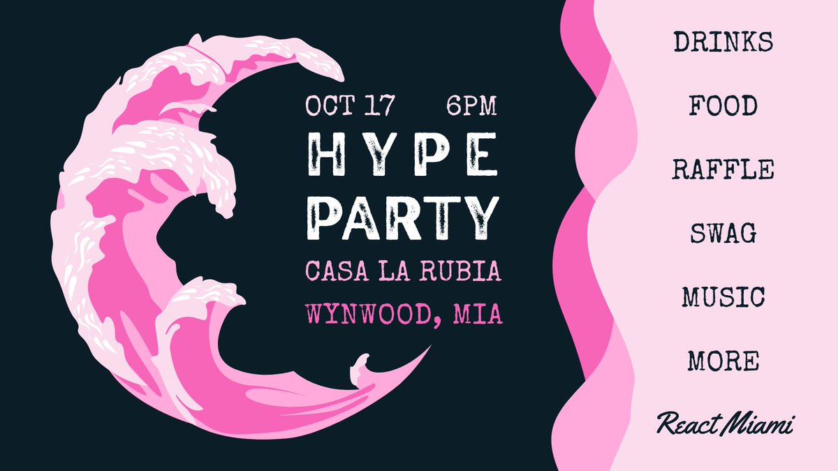 ReactMiamiConf's tweet image. React Miami Hype Party, Oct 17, 6pm, Casa La Rubia!!

Come out and celebrate the build up to React Miami 2026 with our community!

Someone will be going home with a free ticket to the conf!

Sign up to join us below!