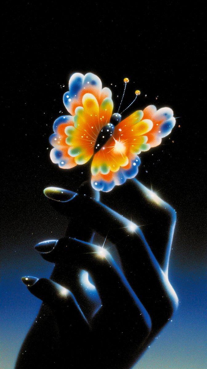 The_Sycomore's tweet image. Always been a fan of the airbrush styles from the 80s, great for album covers:
--sref 2210439863::2 1522951713
If you replace the second code with "random", you can get interesting variations of this style. But keep the prompt structure in alt.
