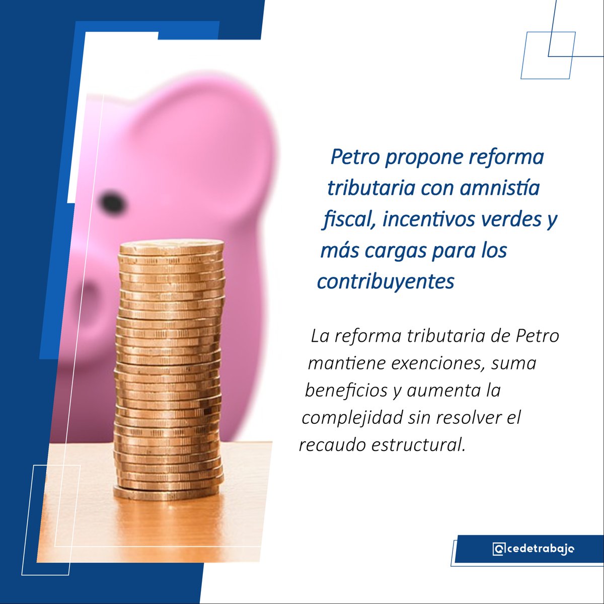 📌 #𝗡𝘂𝗲𝘀𝘁𝗿𝗼𝘀𝗔𝗻𝗮́𝗹𝗶𝘀𝗶𝘀 | El texto de la #ReformaTributaria trae más impuestos para la gente, amnistía fiscal y multiplicación de beneficios para sectores puntuales, repitiendo lo que ya hicieron gobiernos anteriores

✅ Lee el informe aquí cedetrabajo.org/reforma-tribut…