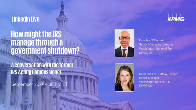 sterlingquality's tweet photo. Certainly! Here's the shortened version: Join us on Sept 25 for a LinkedIn Live with Douglas O’Donnell, former IRS Acting Commissioner, and Brittany Tanguay. Discover how a potential government shutdown could impact the IRS, taxpayers, and advisors. https://t.co/FvNcNwbPm9 https://t.co/kEB3jxrCfi