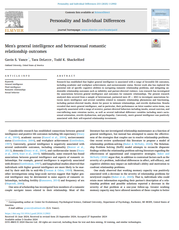 Zeki erkekler daha iyi eş/sevgili oluyor. Zeki erkekler partnerlerine; 

- Daha az hakaret ediyor 

- Daha az cinsel baskı kuruyor 

- İlişkilerine daha fazla yatırım yapıyorlar ve daha bağlılar
 
 - İlişkiden daha fazla tatmin oluyorlar