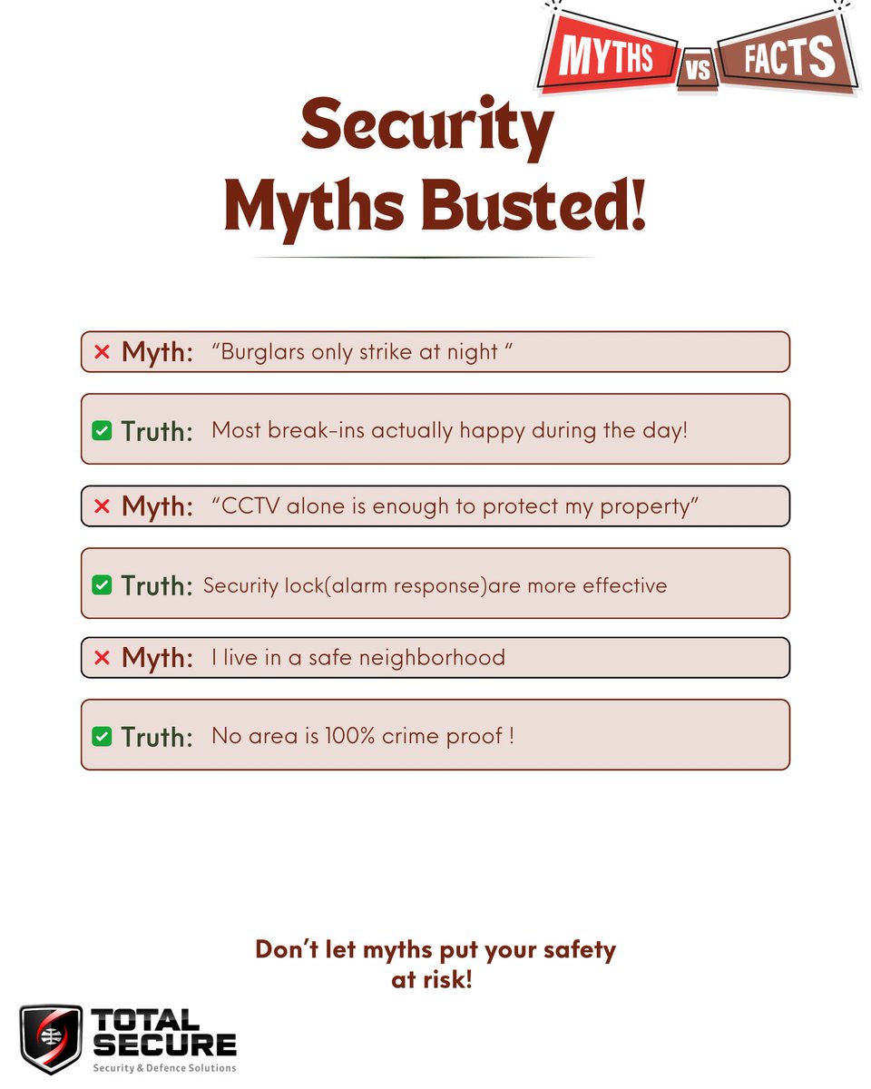 totalsecure_ng's tweet photo. Don’t let myths put your safety at risk 
Stay informed. Stay protected.
Choose Total Secure !
#securityguardservices https://t.co/X1A8A4Y36j