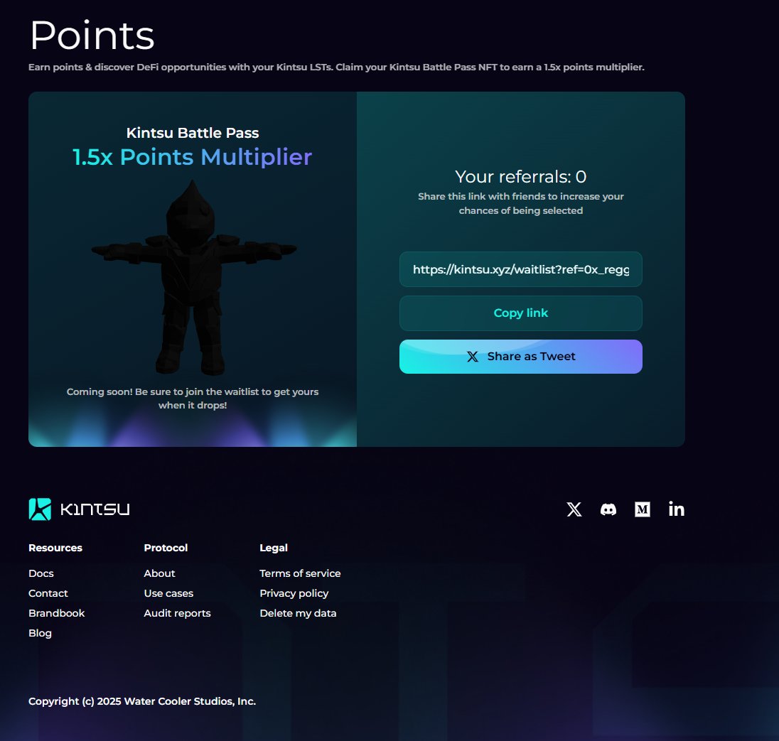 I just signed up for the <a href="/Kintsu_xyz/">Kintsu ⦿</a> HYPE Battle Pass!

let’s say 1 point = $1 of activity

• without a Battle Pass → $100 = 100 points 
• with a Battle Pass → $100 = 150 points 

that’s a 1.5x head start before the game even begins

you can join the waitlist via my ref link