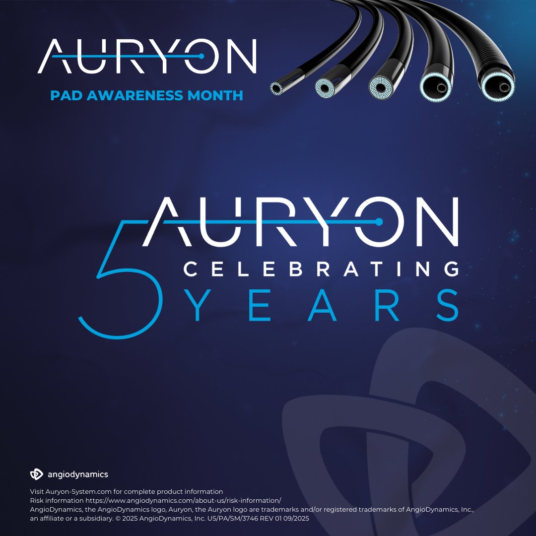 AngioDynamicsCV's tweet image. This PAD Awareness Month, we’re proud to celebrate five years of advancing care with the Auryon System improving the physician experience, and ultimately helping to change patients’ lives.

Learn more ▶️ bit.ly/47aRiYV

Risk information ▶️ bit.ly/3IOQLC2