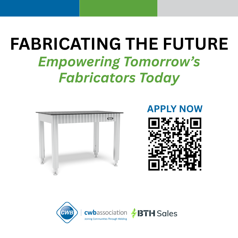 Applications Now Open – Fabricating the Future Program!

Eligible applicants are encouraged to apply and showcase how this advanced workbench will positively impact their welding programs.

Applications close: December 1, 2025

Apply Now: ow.ly/W3QZ50WYjUc