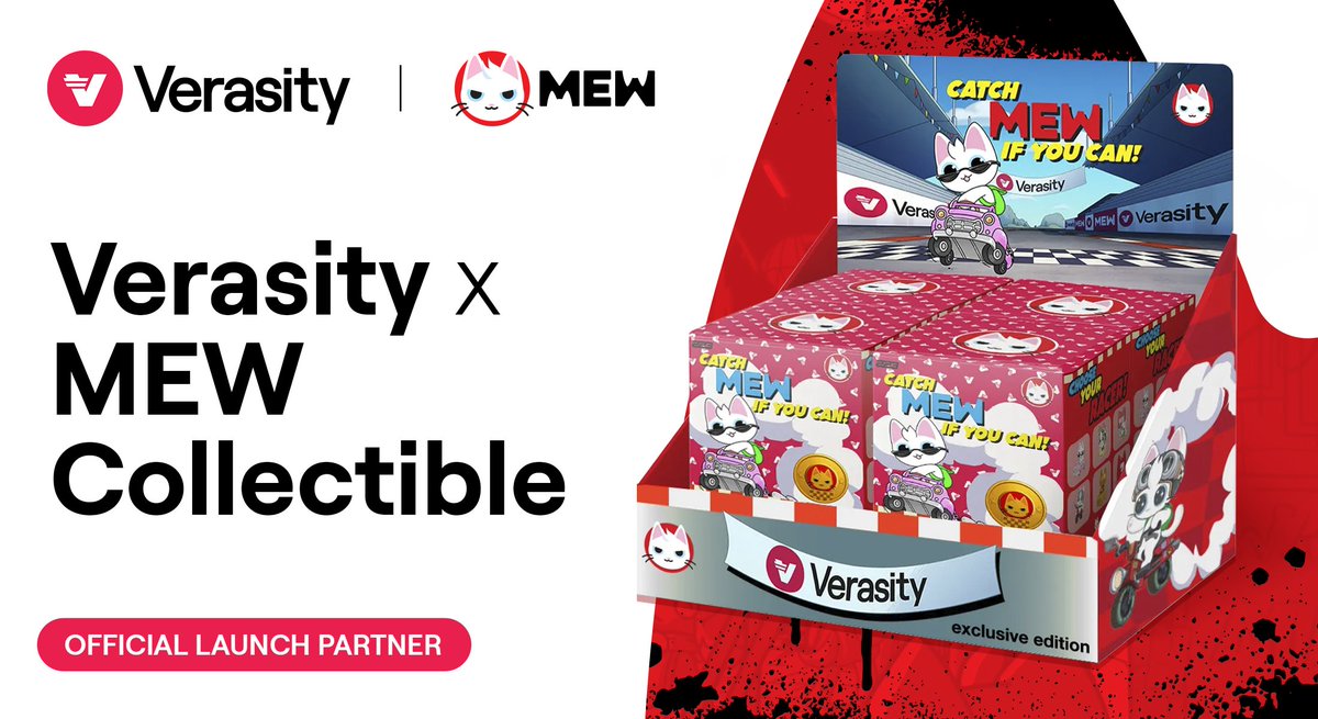 verasitytech's tweet image. Web3 just got a little cuter... 😼

We’re thrilled to share that Verasity is an official launch partner for @MEW and their &apos;Catch MEW If You Can&apos; Blind Box collection!

For the uninitiated, MEW is a Solana-based memecoin built around the story of a mischievous cat on a mission to…
