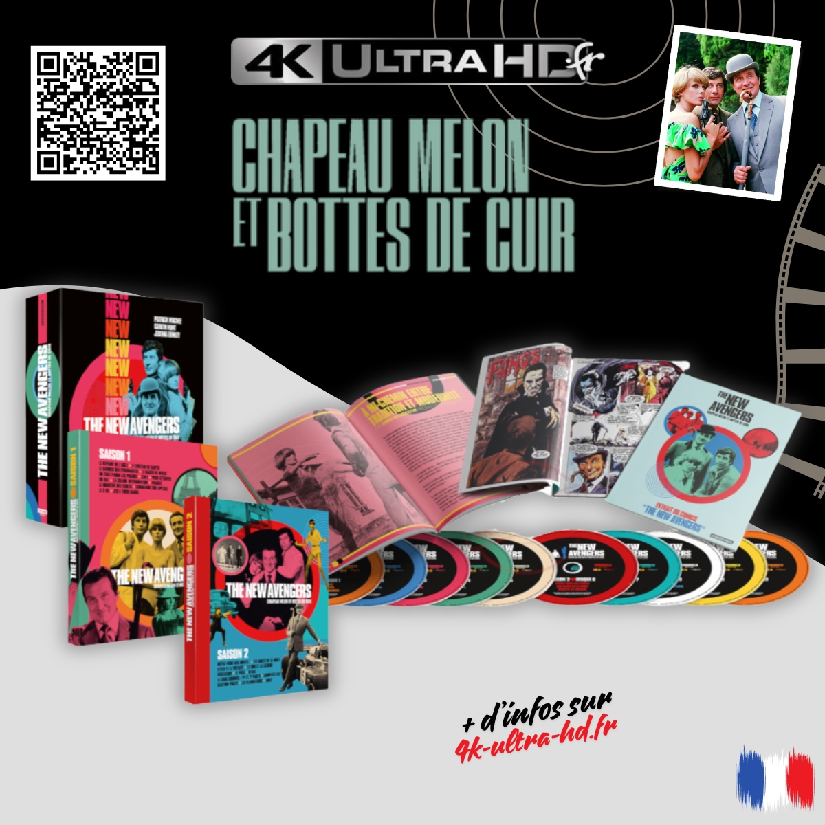 4KultrahdFR's tweet photo. 🔥 Nouveau Coffret 4K « 𝗖𝗵𝗮𝗽𝗲𝗮𝘂 𝗺𝗲𝗹𝗼𝗻 𝗲𝘁 𝗯𝗼𝘁𝘁𝗲𝘀 𝗱𝗲 𝗰𝘂𝗶𝗿 » en France 🇫🇷

🛒 𝗣𝗿é𝗰𝗼𝗺𝗺𝗮𝗻𝗱𝗲𝘀 ➡ https://t.co/vversvZCSV
🔔 Bien-sûr, vous avez déjà enregistré votre alerte sur notre page.. hein ? 😀

💿 Édition #Collector Limité #BluRay4K
📆 🇫🇷 Sortie prévue : 26 Novembre 2025
💵 Tarif indicatif : à confirmer (139,99€ ?)
🎬 avec #PatrickMacnee (Steed) #GarethHunt (Mike Gambit) #JoannaLumley (Purdey)

🙏 𝑀𝑒𝑟𝑐𝑖 𝑎̀ 𝑣𝑜𝑢𝑠 𝑑’𝑒̂𝑡𝑟𝑒 𝑓𝑖𝑑𝑒̀𝑙𝑒𝑠 𝑎̀ 𝑙’𝑜𝑟𝑖𝑔𝑖𝑛𝑎𝑙 — 4k-ultra-hd fr
#ChapeauMelonEtBottesDeCuir #bluray #4KUltraHD #4KultrahdFR #WeLovePhysicalMedia