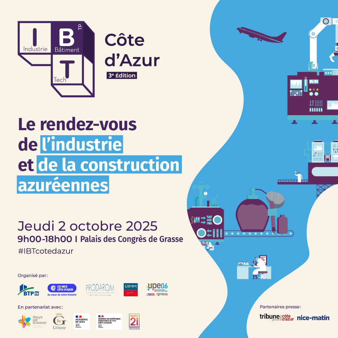 FBTP06's tweet image. ⏳[ SALON IBT COTE D'AZUR ] Le compte à rebours est lancé…

Le 2 octobre à Grasse, le Salon IBT Côte d’Azur s’impose comme le terrain de jeu des talents et des entreprises.

Pour ne rien manquer, inscrivez vous dès maintenant : ibtcotedazur.fr/page/le-salon/