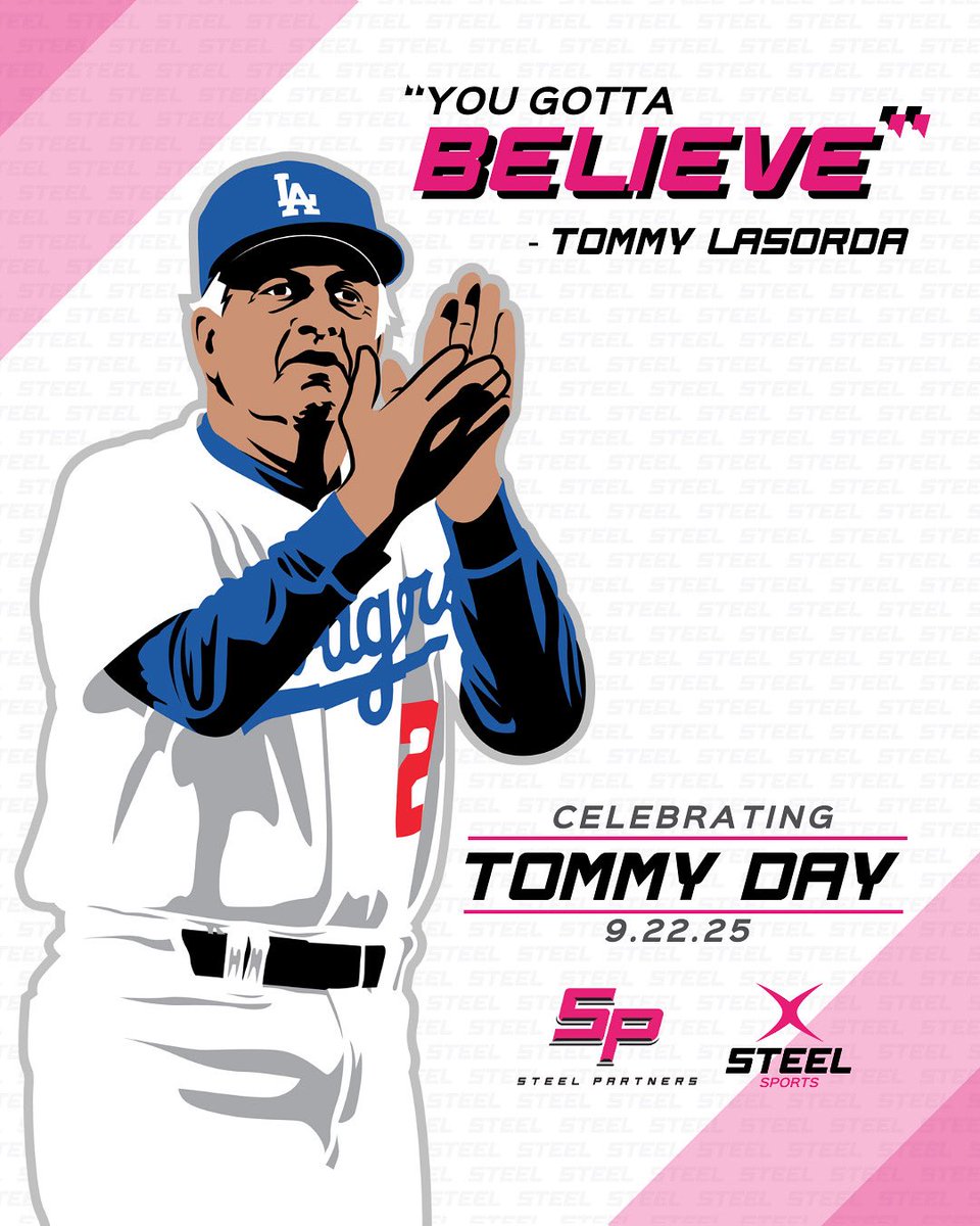 Today is Tommy Day! We’re honoring and celebrating the Hall of Famer, Tommy Lasorda, whose belief in people and passion for the game inspired our Core Values of Teamwork, Respect, Integrity and Commitment. To this day, his message drives us in our mission: you gotta believe! 🩷👏