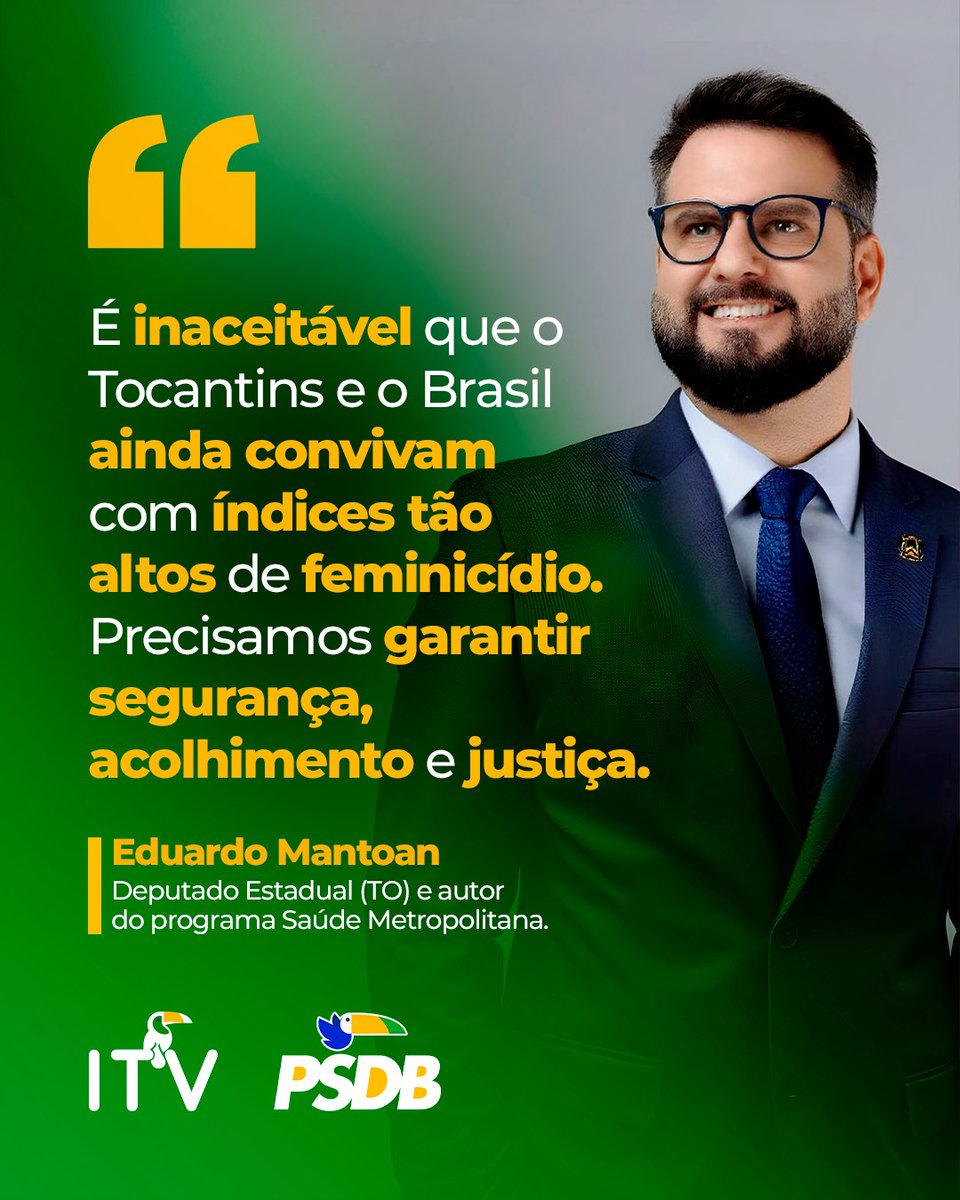 ITV_Oficial's tweet image. 🚨 O feminicídio segue em índices alarmantes no Tocantins e no Brasil.
O deputado Eduardo Mantoan defende que é hora de agir: garantir segurança, acolhimento e justiça para salvar vidas.

#PSDB #ITV #Feminicídio #Segurança