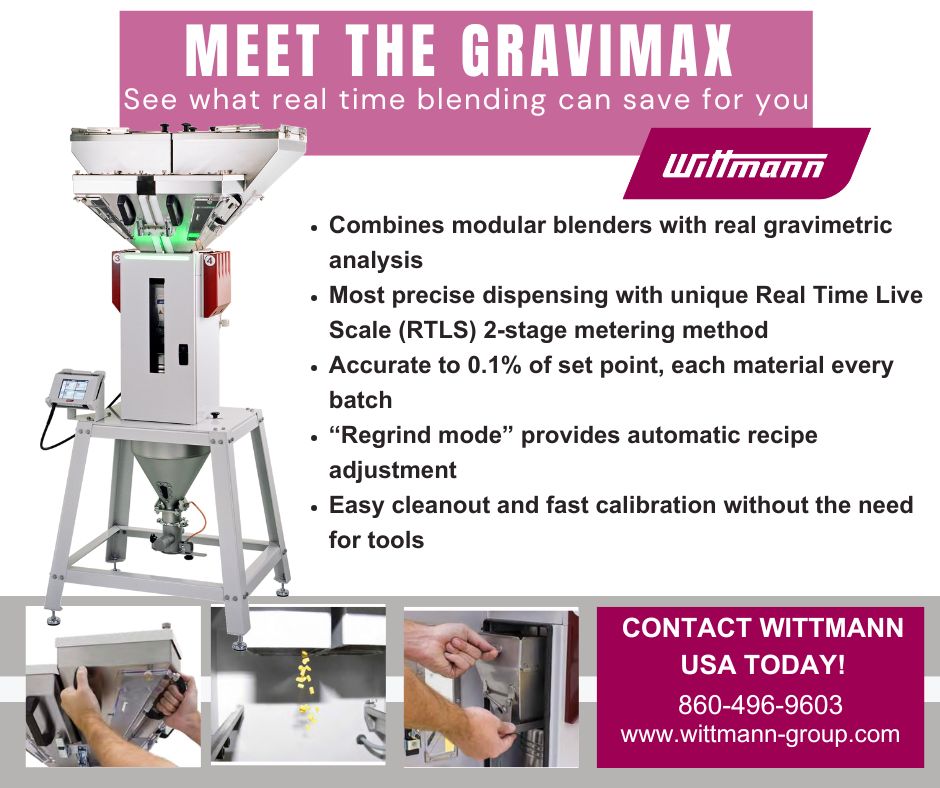 Blending made simple. The WITTMANN GRAVIMAX delivers .1% accuracy every batch + automatic regrind adjustment. Smarter blending = smarter production. 

👉Introducing regrind to your process? We have your solution: youtu.be/BsFGAa6g3s0?si…

#itsallwittmann #regrind #wittmannusa