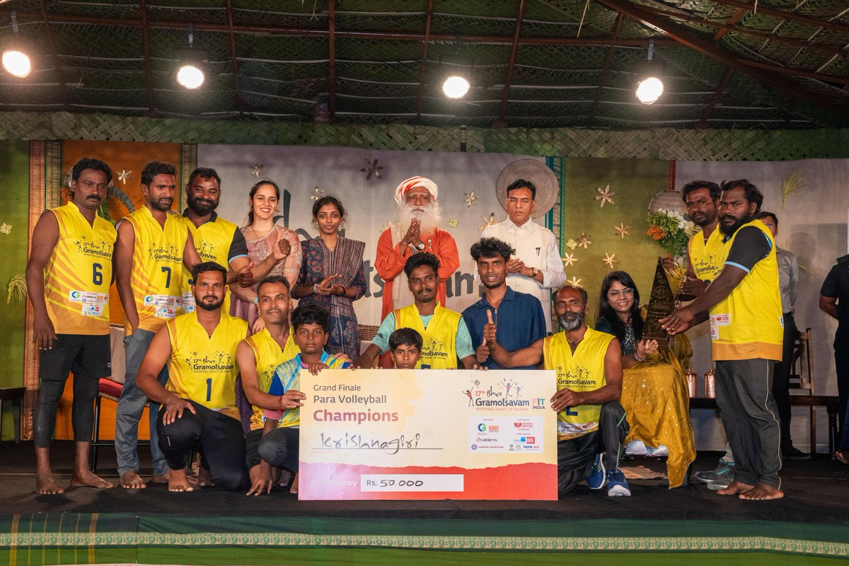 ishafoundation's tweet photo. Congratulations to the Winners and Runners-up of #IshaGramotsavam2025!

Para Volleyball
Winners - Krishnagiri, Tamil Nadu
Runners-up - Kanyakumari, Tamil Nadu

Throwball
Winners - Badgannauru, Karnataka 
Runners-up - Devrayapuram, Tamil Nadu

Volleyball
Winners - Uttamasolapuram, Tamil Nadu 
Runners-up - Heggadihalli, Karnataka