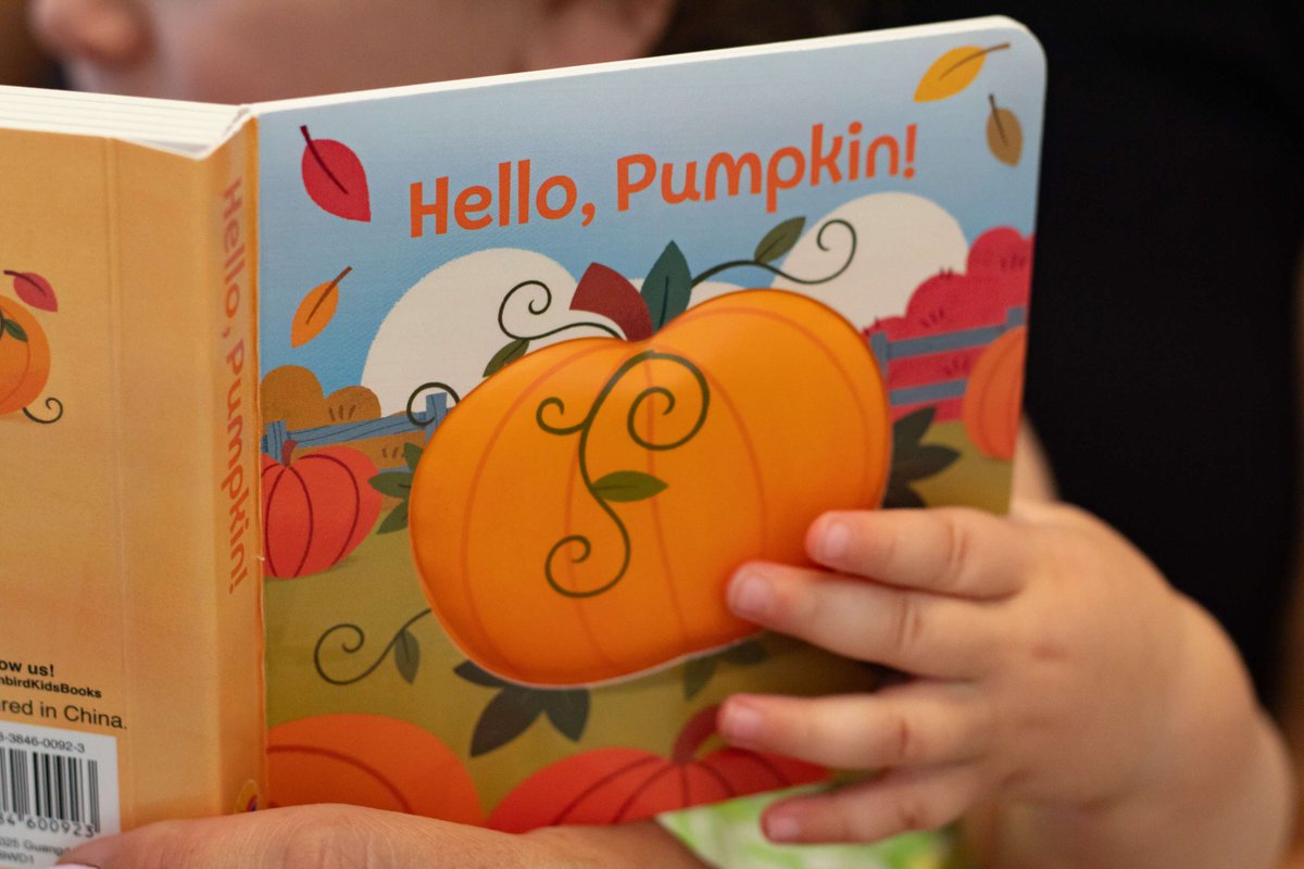 There’s a perfect pumpkin for everyone in this patch! 🎃 This chunky board book features a rhyming story and a squishy pumpkin on the cover. Perfect for little hands to hold and play with this Fall!