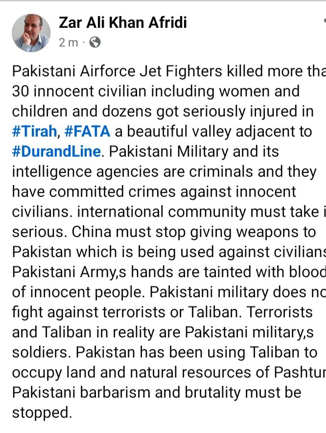 Killing of more than 30 innocent  civilians including women and children by Pakistani Jet Fighters in #Tirah #FATA is strongly condemned.
#TirahMassacre