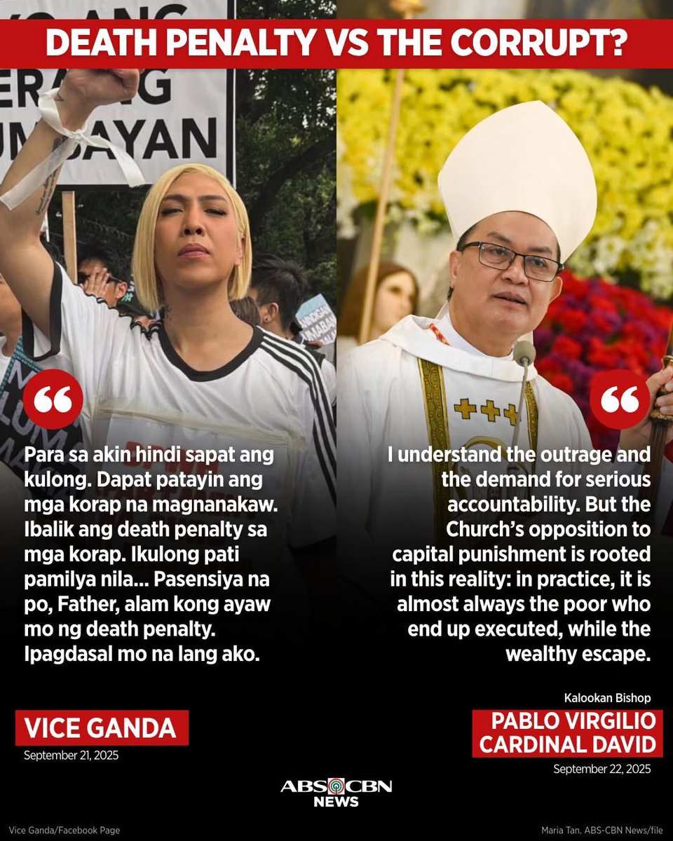 Yes, we can understand Vice and many of our fellow Filipinos who are exasperated with these criminals in government &amp; their cohorts in the private sector e.g., contractors. Pero tama naman talaga si Cardinal David. It's always the poor who are executed, never the rich and the