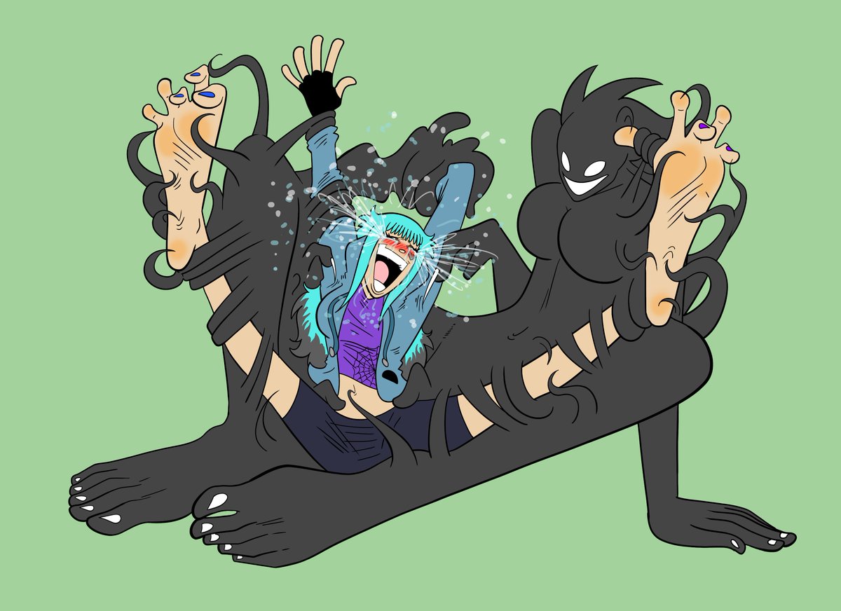 Commission 
Aoki, client's OC tickled by Queen Finger, my OC  #tickle #feet #tickling #soles