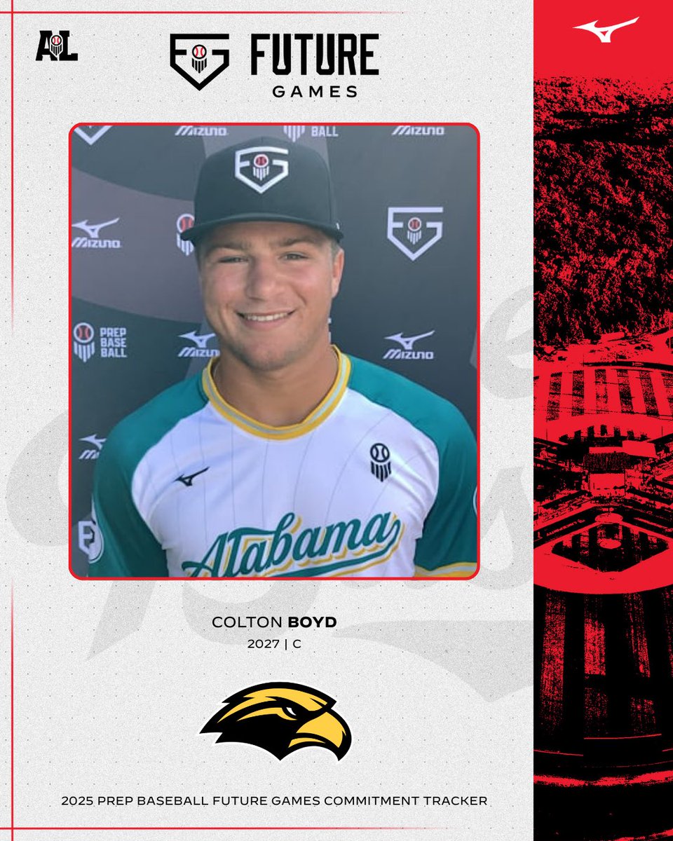 ‘27 C Colton Boyd (<a href="/ColtonBoyd_10/">Colton boyd</a>; <a href="/OrangeBeachBSB/">Orange Beach Baseball</a>) has committed to <a href="/SouthernMissBSB/">Southern Miss Baseball</a>.

The 8th member from #TeamAlabama to commit from the 2025 @PrepBaseball Future Games. #PBFG25

📋 2027 BOARD: loom.ly/Y523YRQ
👤 PROFILE: tinyurl.com/pup9x2b2