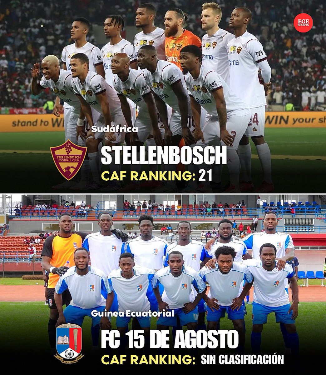 🚨 FC 15 de Agosto jugará la segunda ronda previa de la #CAFCC ante Stellenbosch, semifinalista en la última edición.

Duro reto para los de Akonibe.