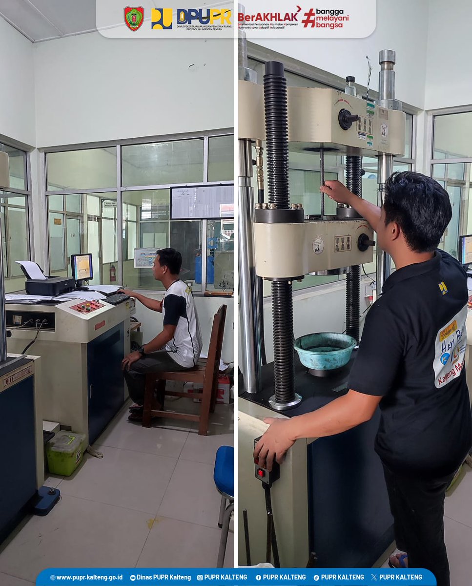 puprkalteng's tweet photo. UPT Lab Bahan Konstruksi Dinas PUPR Kalteng lakukan uji kuat tarik baja tulangan beton pada Pekerjaan Penyediaan Air Baku di Kab. Kotawaringin Barat.
Langkah ini memastikan material sesuai standar & mendukung infrastruktur berkualitas.
#PUPRKalteng #KaltengBerkah #UjiLab https://t.co/JrFuUDzYl5