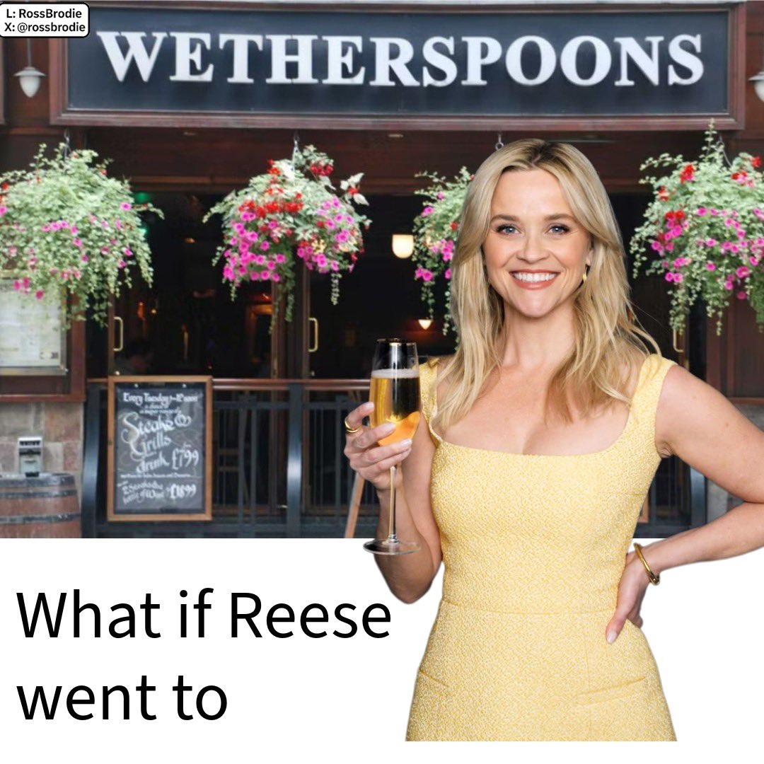 RossBrodie's tweet image. One Minute Brief of the Day:
Create posters to advertise ANYTHING with celeb names in this format…#CelebNamePosterChallenge  @OneMinuteBriefs #reesewitherspoon #wetherspoons #spoons