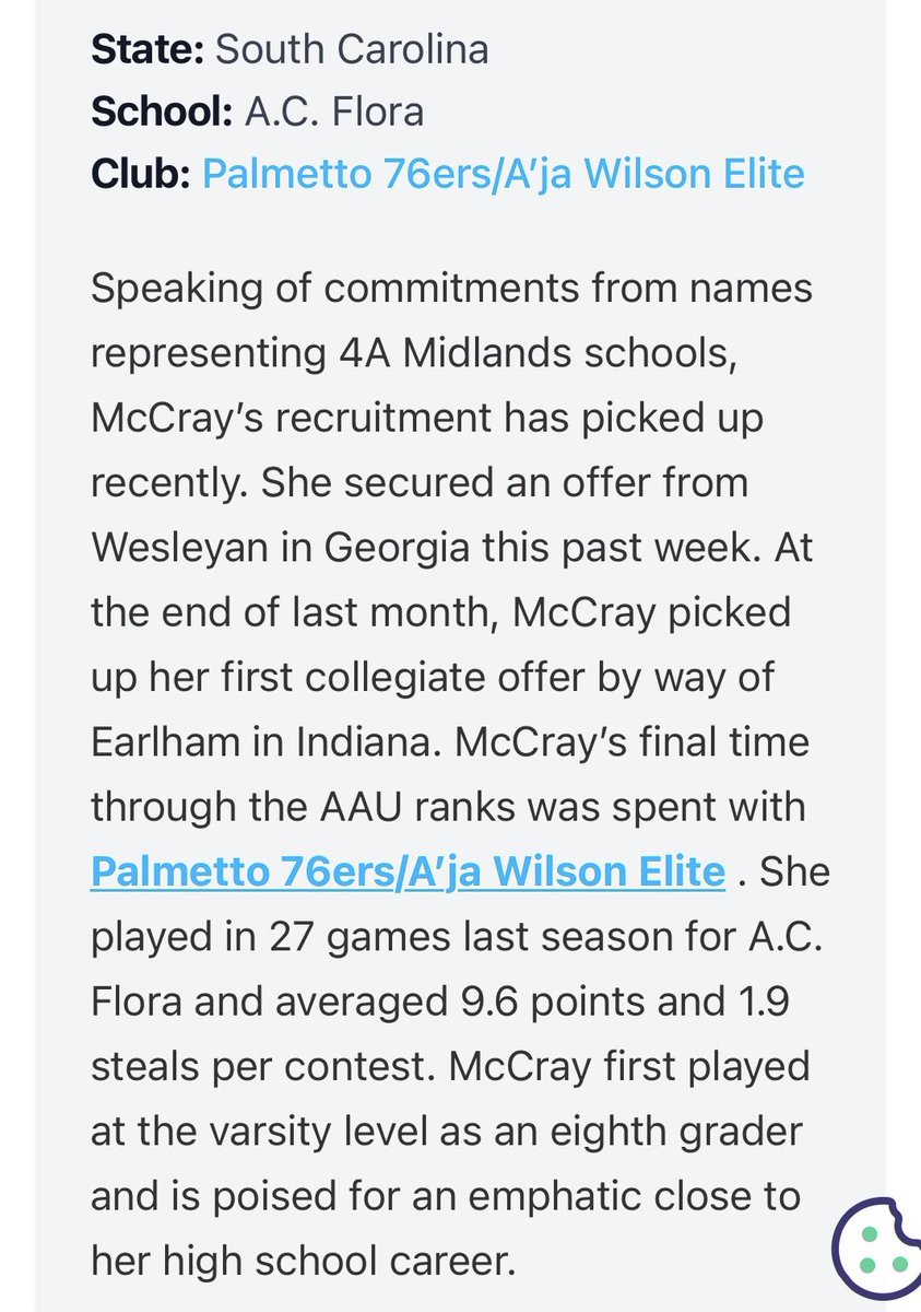 Skylar McCray (@sky_hook_15) on Twitter photo Thanks to <a href="/PGH_SCarolina/">Prep Girls Hoops South Carolina</a> for the write up!!! Senior Szn loading⏳ !!
<a href="/ACFloraGBB/">AC Flora Lady Falcons Basketball</a> Thanks to <a href="/PGH_SCarolina/">Prep Girls Hoops South Carolina</a> for the write up!!! Senior Szn loading⏳ !!
<a href="/ACFloraGBB/">AC Flora Lady Falcons Basketball</a>