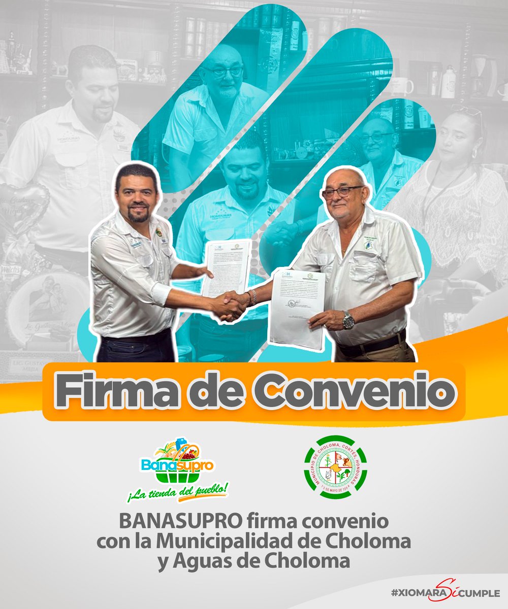 🤝✨ ¡Unidos por el bienestar del pueblo!
BANASUPRO firmó un importante convenio con la Municipalidad de Choloma y Aguas de Choloma, fortaleciendo el compromiso de llevar productos de calidad y soluciones que mejoran la vida de las familias hondureñas.