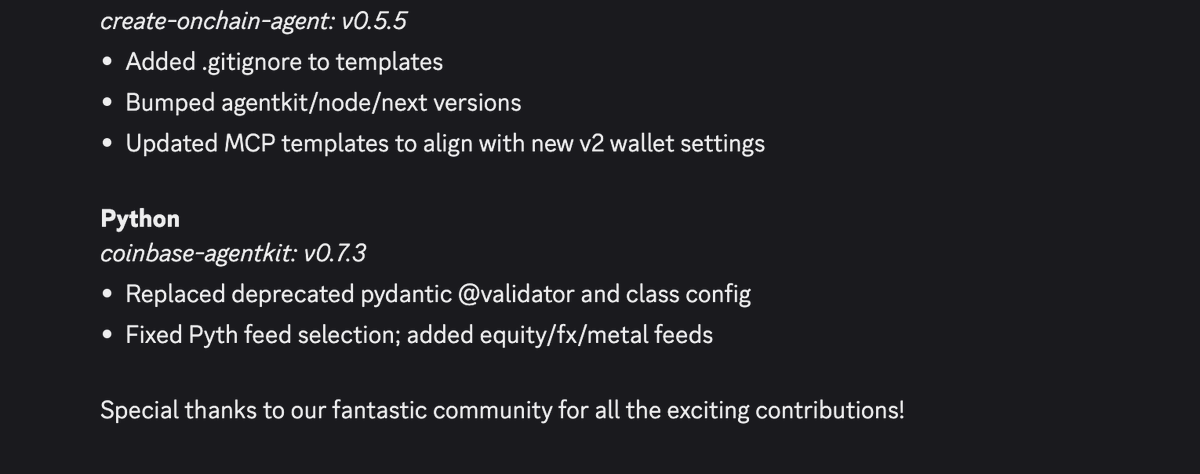 🚀 New <a href="/CoinbaseDev/">Coinbase Developer Platform🛡️</a> AgentKit updates just dropped

🔎 Discover and use x402 services listed on the CDP Bazaar

🔐 List/use/revoke <a href="/base/">Base</a> account spending permissions to let agents manage user assets in a secure manner

🎁 Launch <a href="/flaunchgg/">ƒlaunch</a> coins and split rewards among multiple