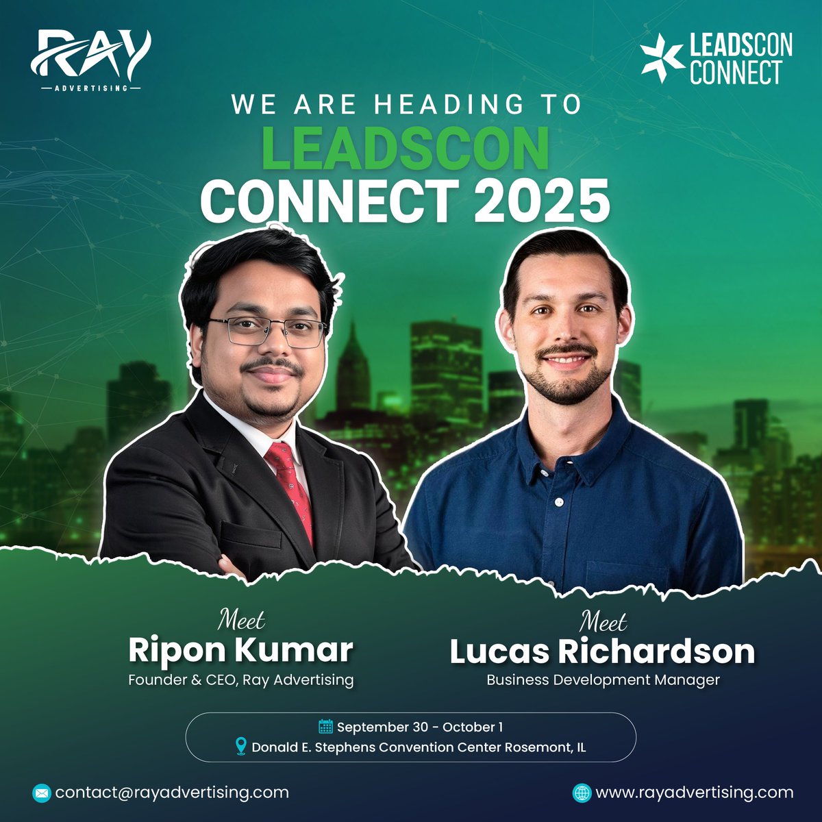 RayAdvertising's tweet image. 🚀 RayAdvertising  is heading to @leadscon  Connect 2025!

📅 Sept 30 – Oct 1
📍 Rosemont, IL
We’re excited to build new connections, spark partnerships &amp;amp; explore fresh opportunities.

#leadscon #rayadvertising