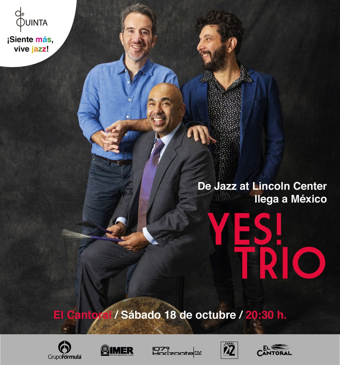 Tres grandes del jazz en un mismo escenario:

🎹 Aaron Goldberg - piano
🎻 Omer Avital - contrabajo
🥁 Ali Jackson - batería
📍 El Cantoral
🗓️ Sábado 18 octubre, 20:30 hrs
🎟️ Boletos en taquilla y Ticketmaster👉 lc.cx/d1gm4w
⏳ ¡No te lo puedes perder, compra ya!