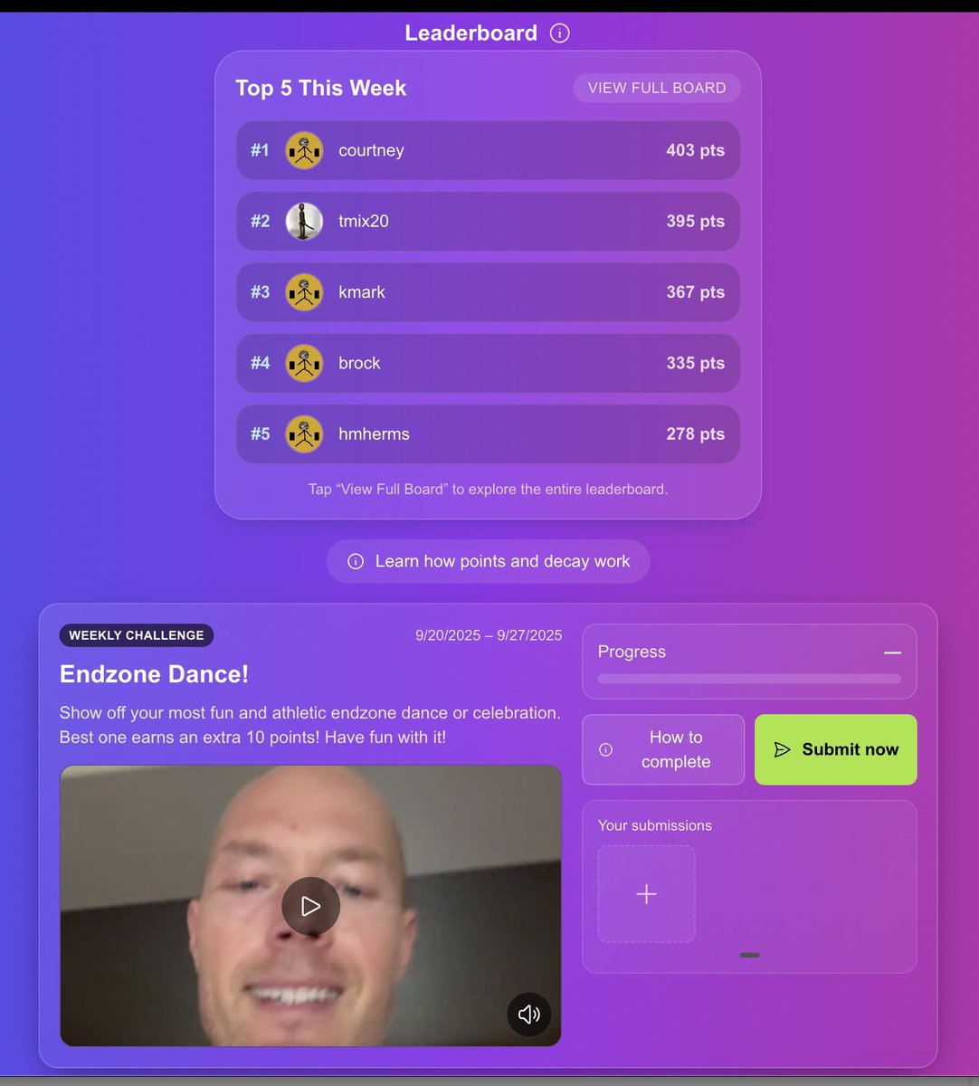 New points system!  Points decay over time so gotta keep moving to keep up in the leaderboard and get paid. Now top 5 get paid out every week. No need to connect wallet. Just paste the address you want your ETH winnings sent to. Weekly challenges also live. Easy one to start.