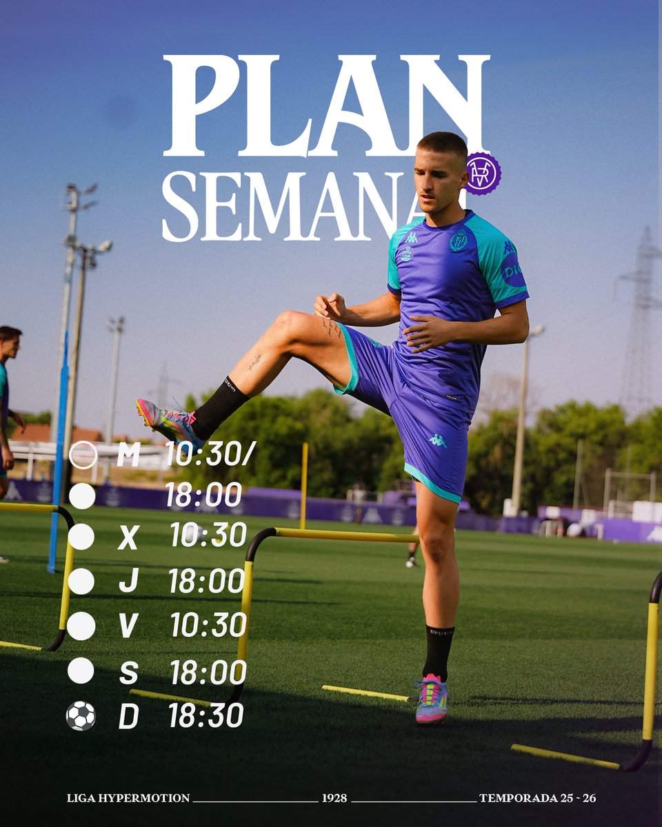 🗓️ ▪ PLAN SEMANAL
Mañana, vuelta al trabajo para preparar el #RealValladolidCultural de este domingo. El entrenamiento matinal será a puerta abierta.
realvalladolid.es/noticias/seman…