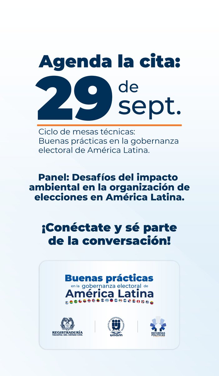 🌱 ¿Sabías que organizar elecciones también impacta al medio ambiente?
Una democracia más justa también necesita un planeta más sano.

🟢 Este 29 de septiembre acompáñanos en el panel: “Desafíos del impacto ambiental en la organización de elecciones en América Latina”

Súmate a