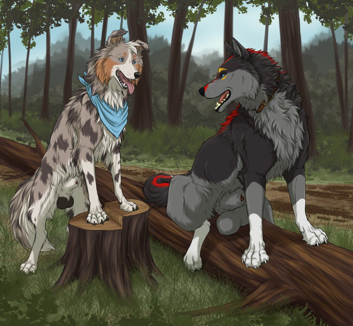 cattledoggo's tweet image. Wilderness fun 🌲 🐺 🐶 

Ych done by the amazingly talented @FCL_DoEl  🎨 
Kage belongs to faolanwolfsavor on FA 
Rikuroo belongs to me