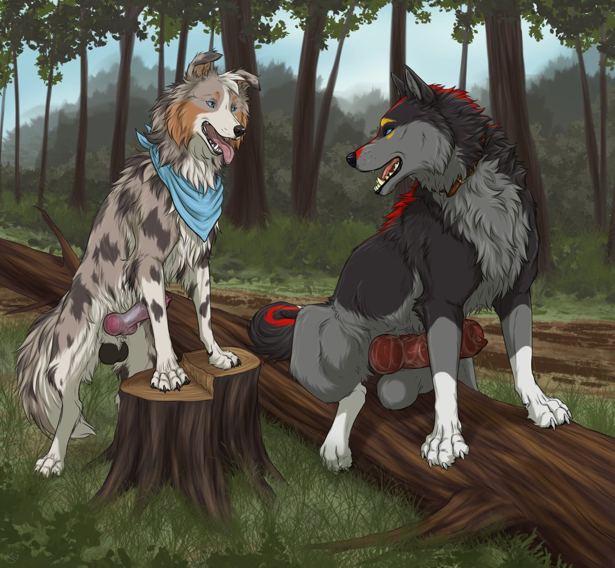 cattledoggo's tweet image. Wilderness fun 🌲 🐺 🐶 

Ych done by the amazingly talented @FCL_DoEl  🎨 
Kage belongs to faolanwolfsavor on FA 
Rikuroo belongs to me
