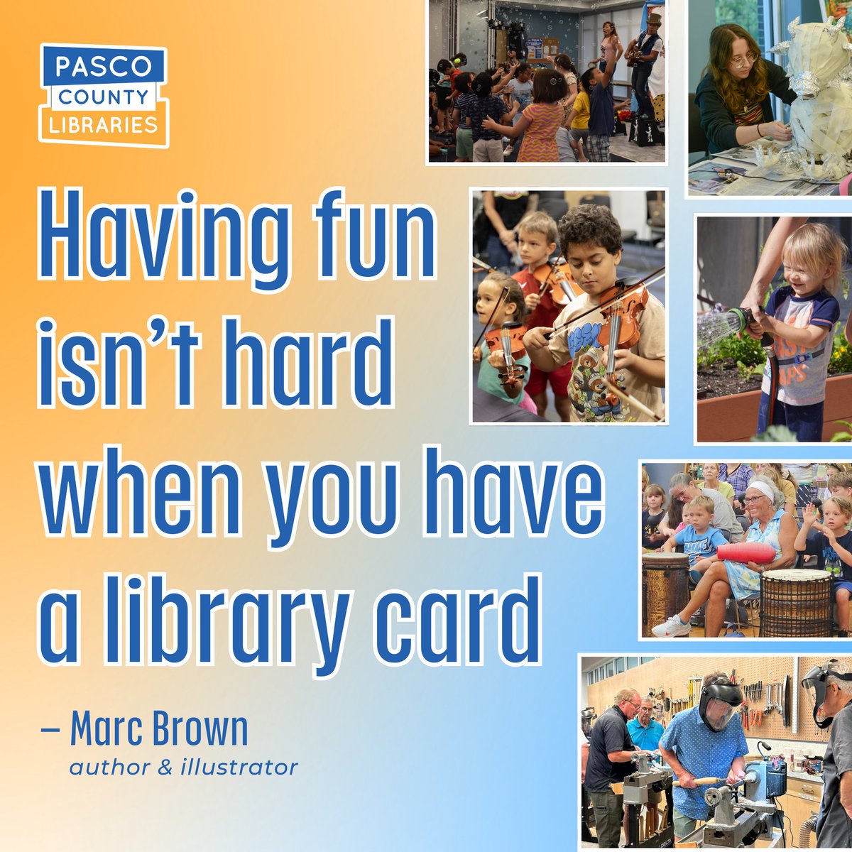 PascoLibraries's tweet image. Fun for all ages can be found at Pasco Libraries 💙 Discover a diversity of exciting programs that include crafts, wellness, STEAM, gardening, gaming, literacy, career development, Makerspace activities and more. View our full calendar of events at bit.ly/PCLSEvents.